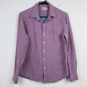 Faherty Shirt Mens M Purple Blue Gingham Plaid Button Casual Outdoor Hiking Gorp